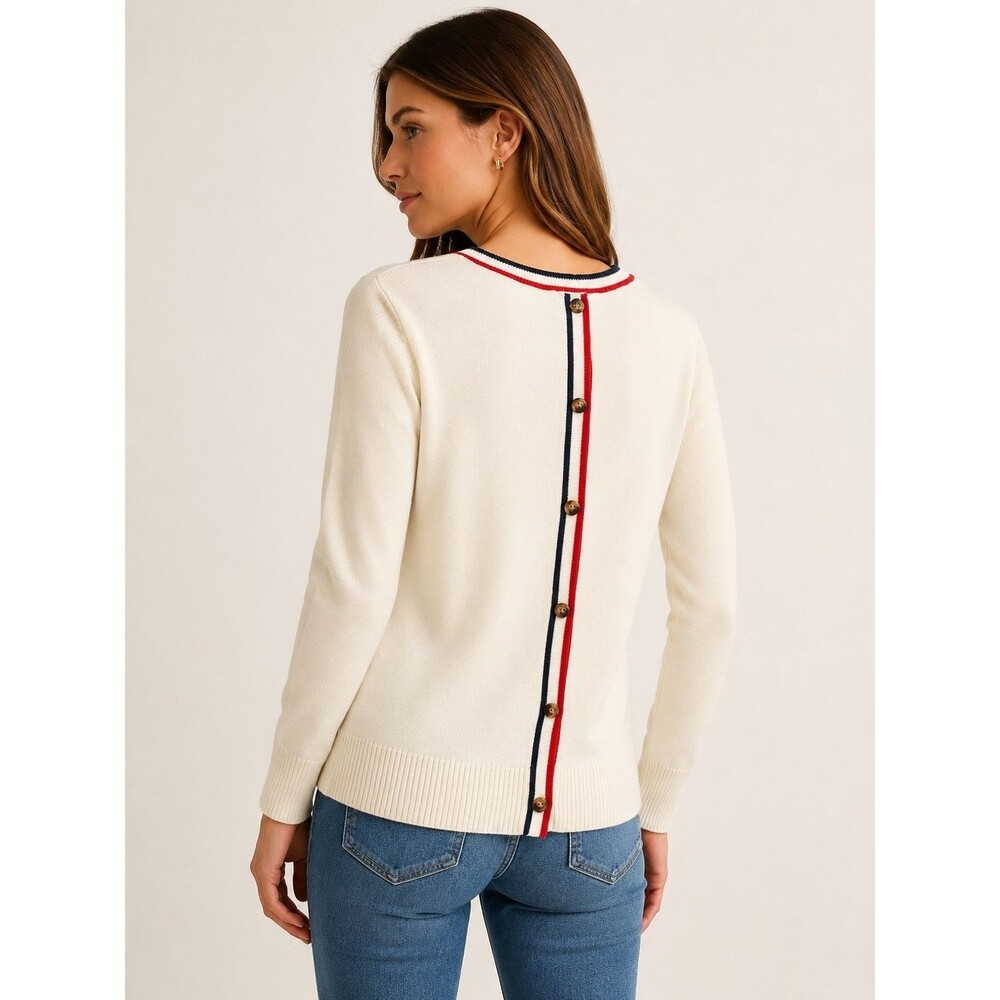 Joan Rivers  Women's Cream Knit Sweater – Long Sleeve Crew Neck Pullover Size XS